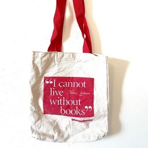 Waldenbooks Brentano's Vintage Canvas Tote Red Straps